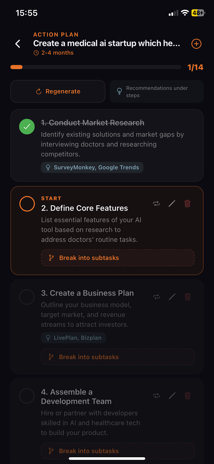 Action plan detail